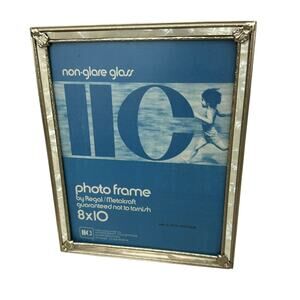 Vtg IIC Gold Mother Of Pearl Look 8x10 Photo Picture Frame Ornate READ DESCRIPTN